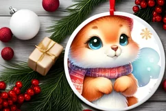 Winter Baby Squirrel Ornament Sublimation PNG Product Image 2