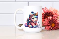 Colorful Baby Unicorn with Mountaineer Gear PNG Product Image 2