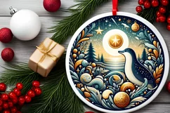 Round Christmas Ornament Sublimation|Clipart Product Image 2
