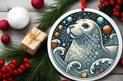 Round Christmas Ornament Sublimation|Clipart Product Image 2