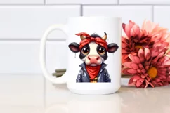 Expressive Cow with Bandana and Raincoat Clipart Product Image 2