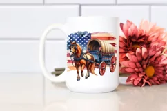 Vintage Horse Wagon USA Flag | Clipart Product Image 2