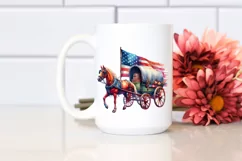 Vintage Horse Wagon USA Flag | Clipart Product Image 2