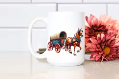 Vintage Horse Wagon USA Flag | Clipart Product Image 2