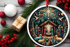 Round Christmas Ornament Sublimation|Clipart Product Image 2