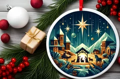 Round Christmas Ornament Sublimation|Clipart Product Image 2