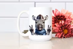 Funny Zebra Portrait Smiling Victory Sign Clipart Product Image 2