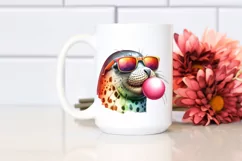 Quirky Seal with Sunglasses Blowing Chewing Gum | Clipart Product Image 2