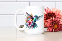 Pastel Watercollor Vibrant Hummingbird | Clipart Product Image 2