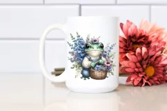 baby frog holding a flower basket | Clipart Product Image 2