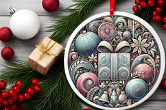 Round Christmas Ornament Sublimation|Clipart Product Image 1
