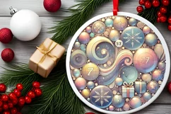 Round Christmas Ornament Sublimation|Clipart Product Image 2