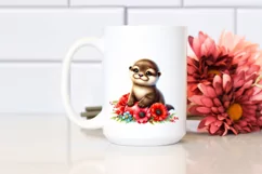 Cute Smiling Baby Otter Balloons Clipart Product Image 2
