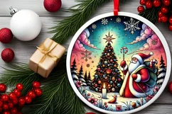 Round Christmas Ornament Sublimation|Clipart Product Image 1
