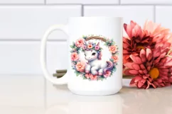 Cute Baby Unicorn with Impatiens Frame Clipart Product Image 2