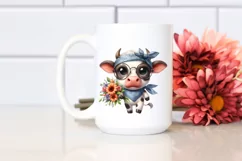 Confused Baby Cow with Bandana Clipart Product Image 2