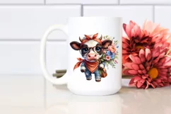 Confused Baby Cow with Bandana Clipart Product Image 2