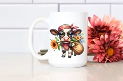 Confused Baby Cow with Bandana Clipart Product Image 2