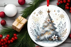 Round Christmas Ornament Sublimation|Clipart Product Image 1