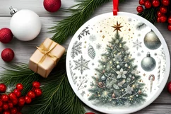 Round Christmas Ornament Sublimation|Clipart Product Image 1