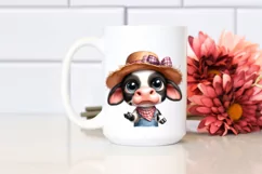 Watercolor Baby Cow with Sun Hat Product Image 2
