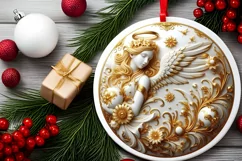 Round Christmas Ornament Sublimation|Clipart Product Image 2
