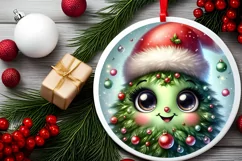 Shiny Christmas Christmas Tree Round Ornament Sublimation Product Image 2