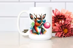 Quirky Deer with Sunglasses Blowing Chewing Gum | Clipart Product Image 2