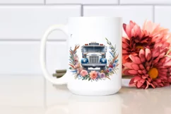 Centered Watercolor Bus with USA Flag | Clipart Product Image 2