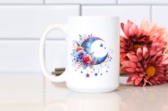 Vibrant Watercolor Wimsical Moon | Sublimation | Clipart Product Image 2