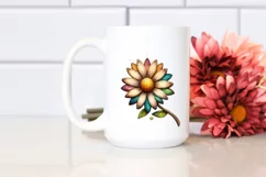 Detailed Stained Daisy Watercolor Splash Sticker Clipart Product Image 2