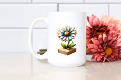 Detailed Stained Daisy Watercolor Splash Sticker Clipart Product Image 2