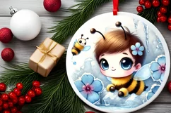 Round Christmas Ornament Sublimation|Clipart Product Image 1