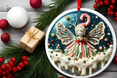 Round Christmas Ornament Sublimation|Clipart Product Image 2