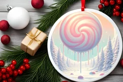 Pastel Winter Scene Round Sublimation PNG Product Image 2