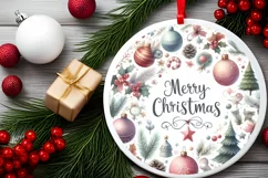 Christmas Charm Round Ornament Sublimation PNG Product Image 2