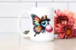 Colorful Butterfly Blowing Chewing Gum | Clipart Product Image 2