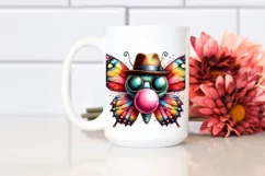Colorful Butterfly Blowing Chewing Gum | Clipart Product Image 2