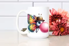 Colorful Butterfly Blowing Chewing Gum | Clipart Product Image 2