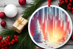 Pastel Winter Scene Round Sublimation PNG Product Image 2