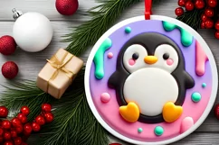 Round Christmas Ornament Sublimation|Clipart Product Image 1