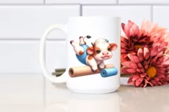 Cute Baby Cow Gymnastics | Clipart Product Image 2