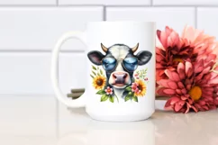 Cow Watercolor Cow Portrait with Sunglasses Product Image 2
