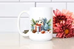 Cute Winter Snail Clipart PNG Product Image 2