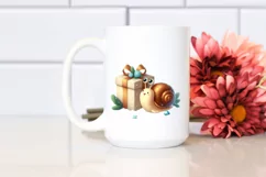 Cute Winter Snail Clipart PNG Product Image 2