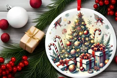 Round Christmas Ornament Sublimation|Clipart Product Image 1