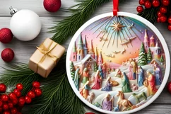 Round Christmas Ornament Sublimation|Clipart Product Image 2