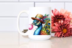 Colorful Peacock Blowing Chewing Gum | Clipart Product Image 2