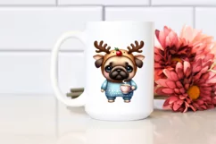 Happy Pug with Winter Outfit PNG Product Image 2