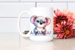 Smiling Baby Koala Looking Over Fence PNG Product Image 2